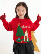 Balabala Young Girl' Christmas Sweater Boys' Girls' Autumn/Winter 2024 New Loose Pullover